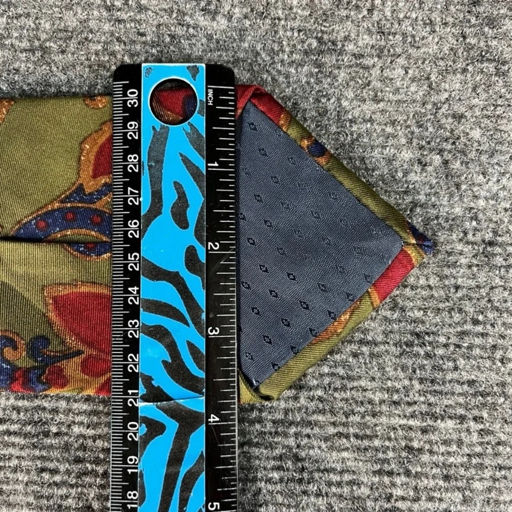 Strathmore Anderson-Little Olive Green Red Floral Paisley Silk Blend Necktie